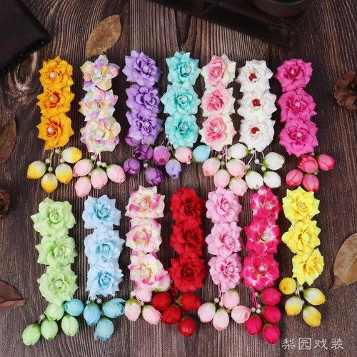 速发京用服装戏曲服装戏剧剧品小姐鬓花头饰小花头花 三连朵