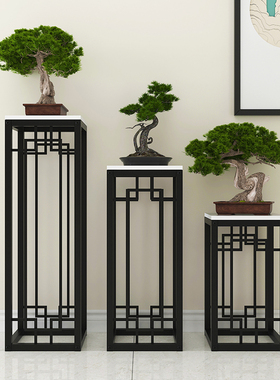 速发新中式铁艺盆栽摆地架子客厅电视柜旁玄关单个落件迎客松盆景