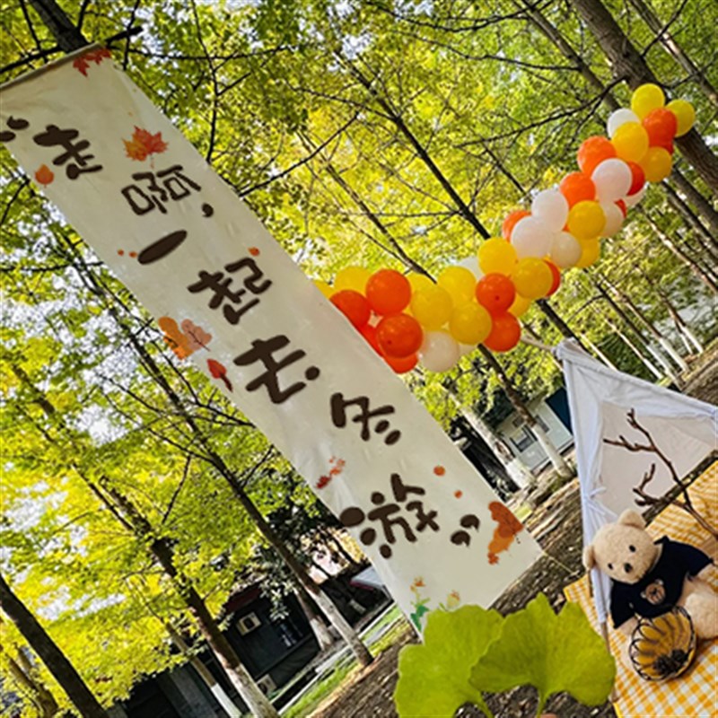 速发学校幼儿园户外背景布春游露营团建活动氛围广告标语挂布布