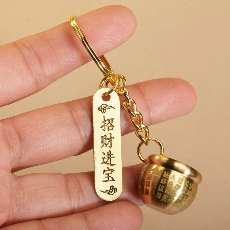 速发招财进宝挂件铜缸摆件纯黄铜米缸聚财百福缸聚宝盆扣吊坠转运