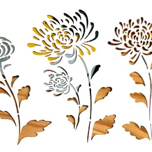 速发菊模型染蓝染遮蔽板镂花花板手工艺绘画镂空中式风空朵创意拓