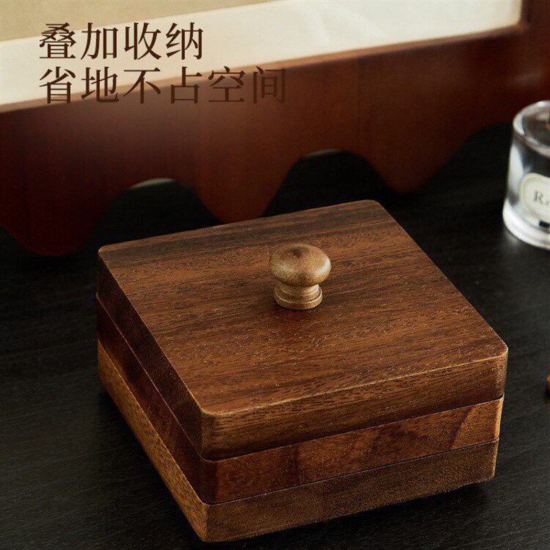 速发胡桃木小金豆收纳盒木质小金条收藏整理盒子高档磁吸专用首饰