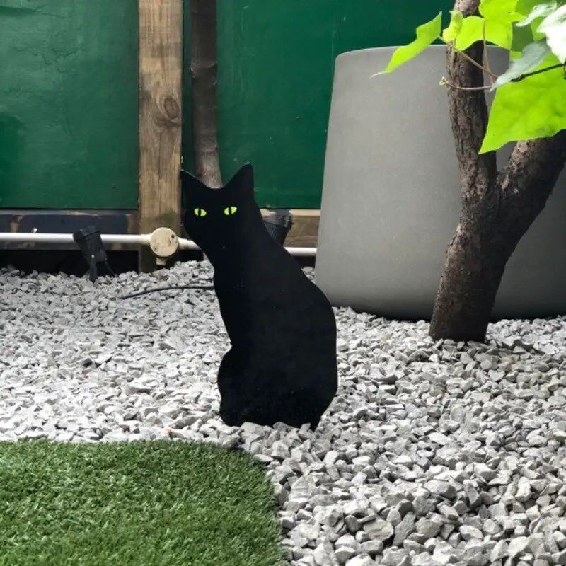 速发黑色金属猫花园地插户外装饰草坪花园逼真的猫剪影乡村木栅栏