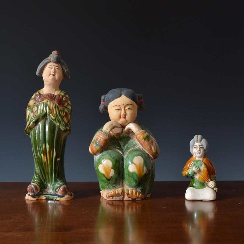 速发古玩陶瓷艺术装饰收藏洛古唐三彩仕人物陶俑像老出土做旧