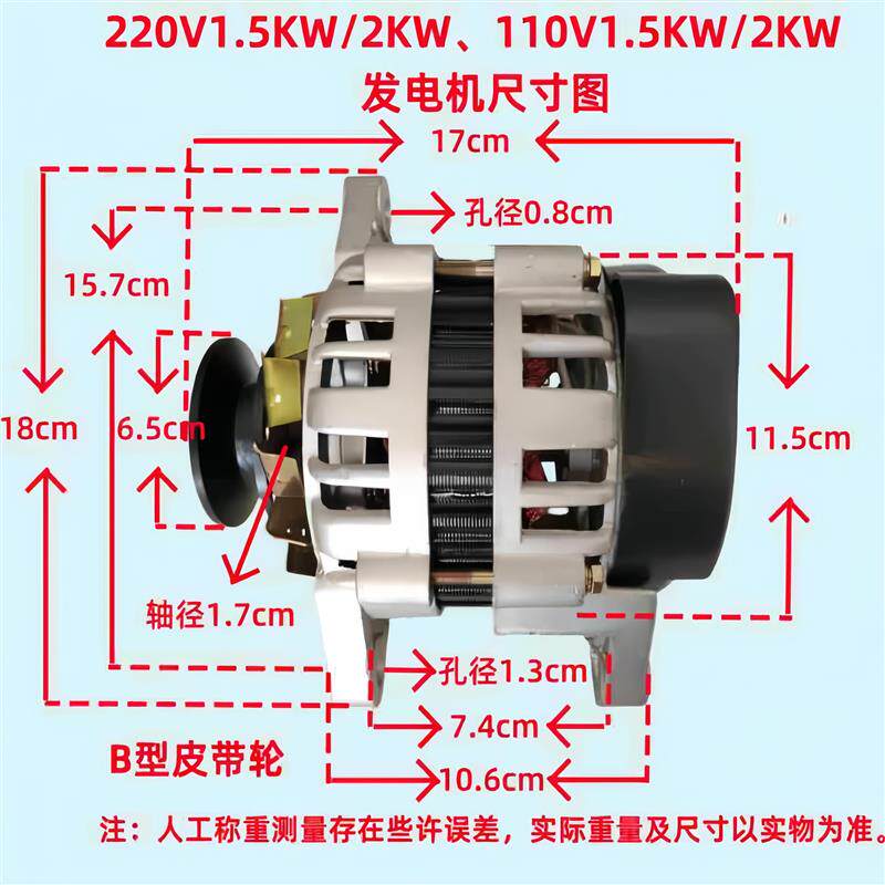 速发220V/110V2000W永磁无刷小型交流发电机800W/1300W带稳压纯铜