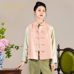 背心马夹国风提花坎肩女 盘扣无袖 凤禧新中式 短棉马甲提花改良唐装