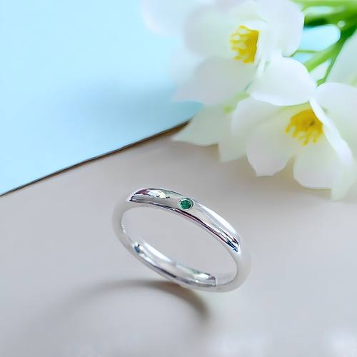 天然宝石钻石足银999戒指手工镶嵌加工定制简约百搭