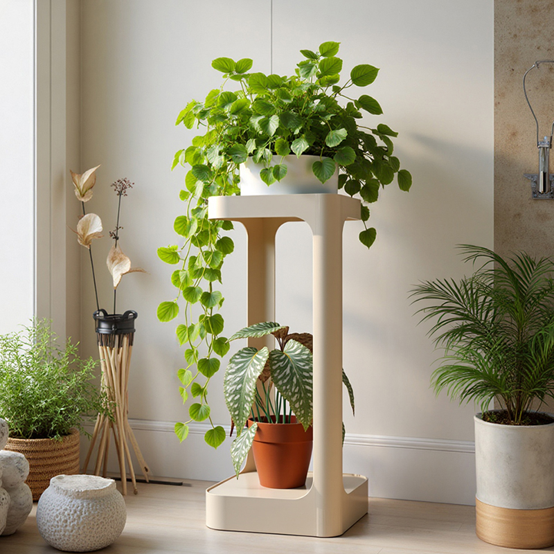 轻奢奶油风花架子2025新款客厅落地式置物架多层阳台铁艺花盆架子