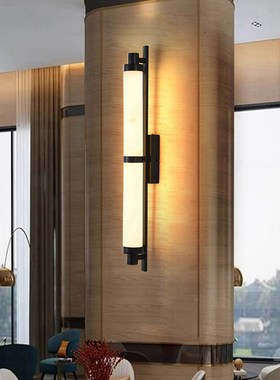 设计师极简长条仿云石壁灯酒店过道餐厅包厢灯简约客厅卧室墙壁灯