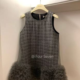 four 重工层层网纱拼接连衣裙女2025小众洋气遮肉公主裙 seven正版