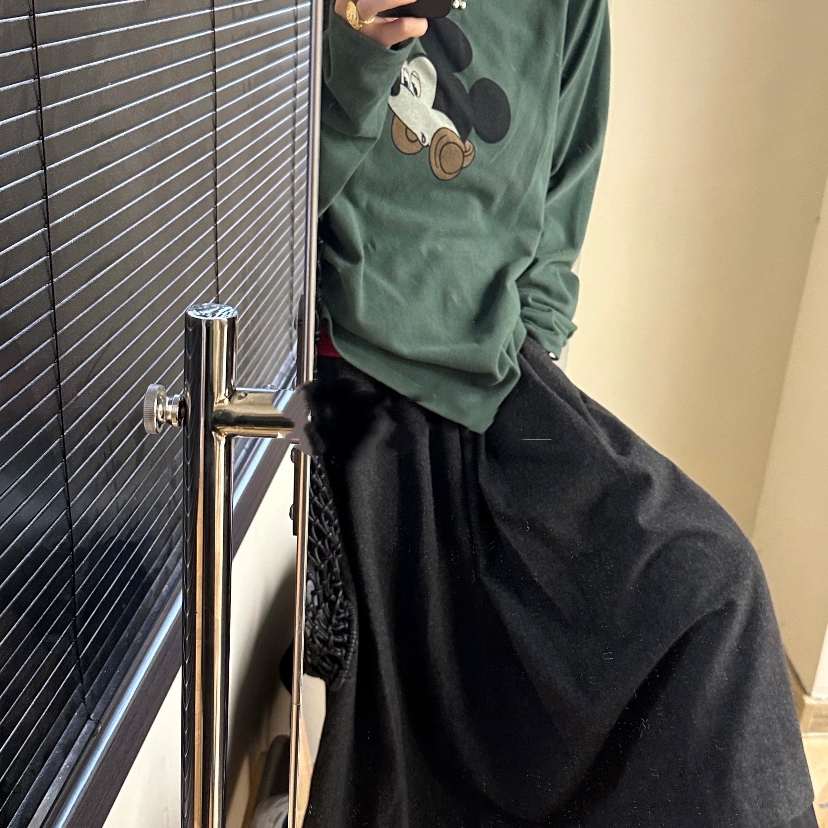 趣味米奇印花软糯长袖打底t恤