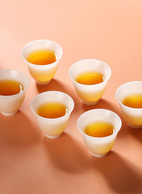 璞玉瓷冰种茶杯德化高档白瓷客人杯家用茶具不烫手聚香品茗杯套装