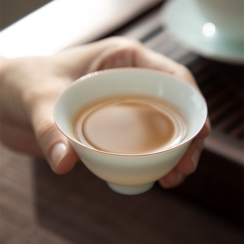 景德镇薄胎影青小茶杯功夫茶具