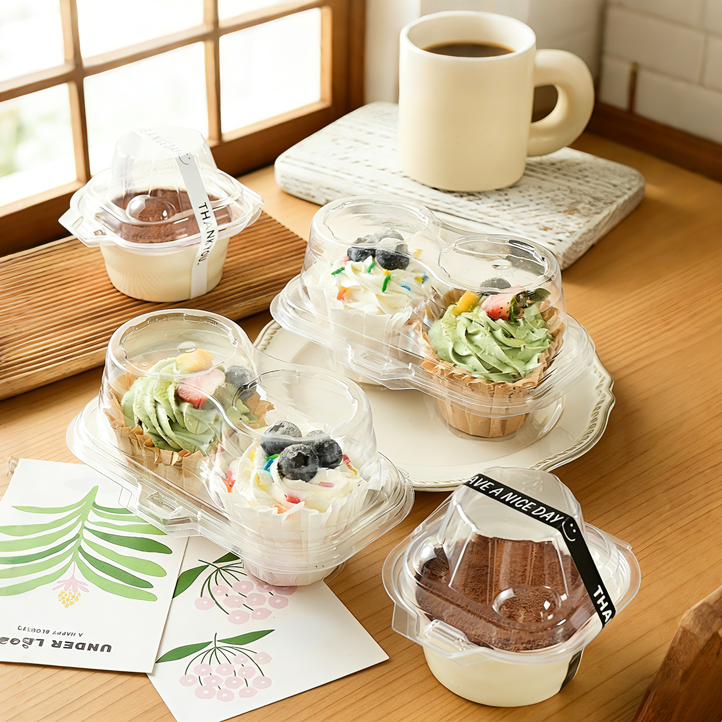 杯子纸杯蛋糕包装盒透明单粒两个