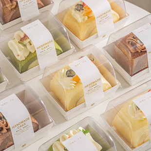 网红蛋糕卷包装盒棉被卷日式瑞士毛巾卷慕斯切块高盖纸盒甜品盒子