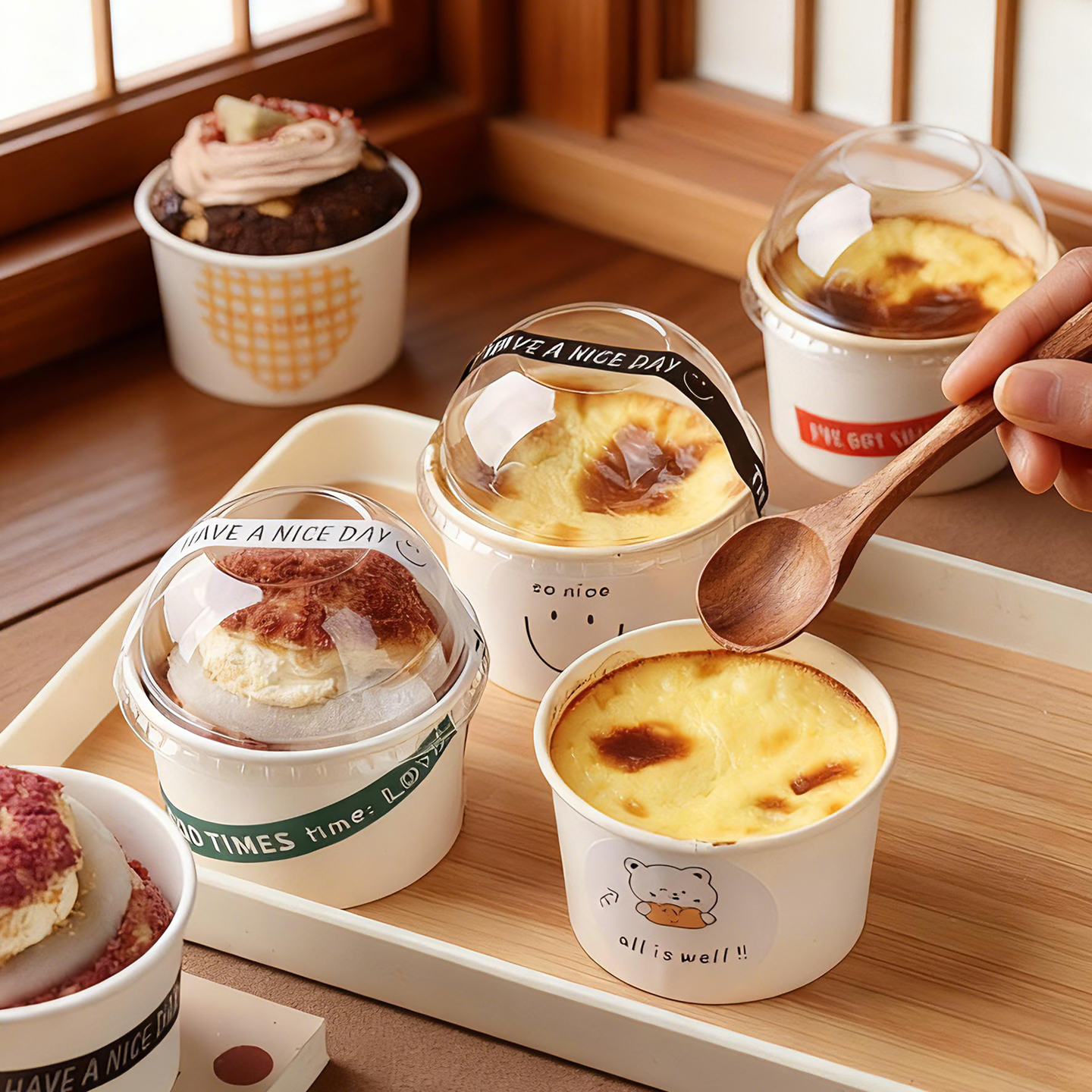 2寸巴斯克蛋糕盒子大泡芙包装盒