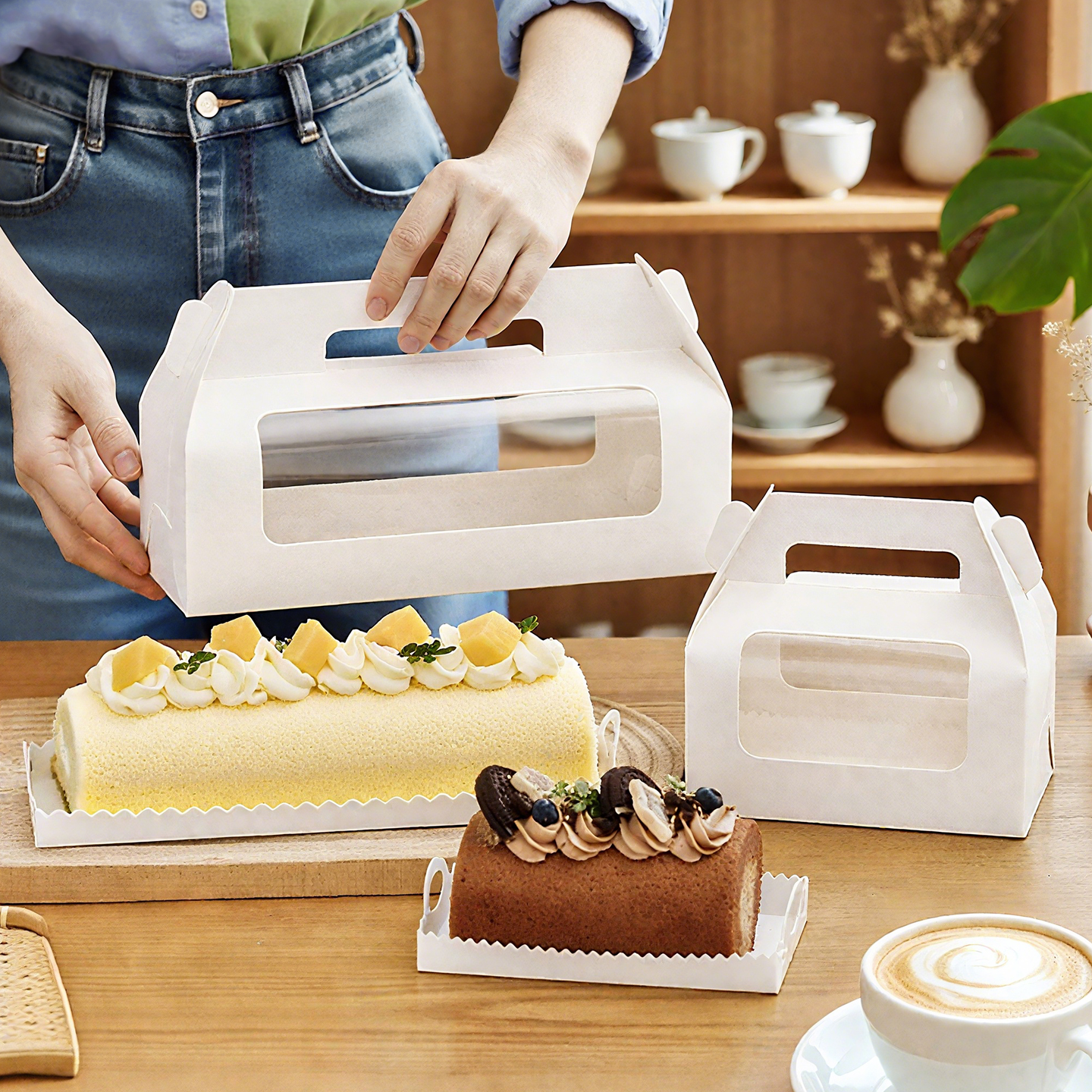 手提蛋糕卷包装盒半卷整卷打包盒