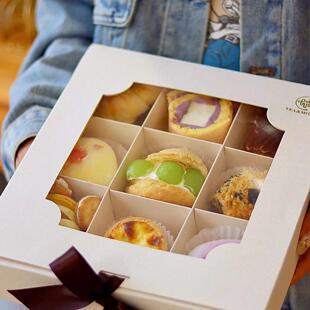 九宫格甜品包装盒泡芙慕斯蛋糕卷下午茶开窗纸盒蛋黄酥9粒礼品盒