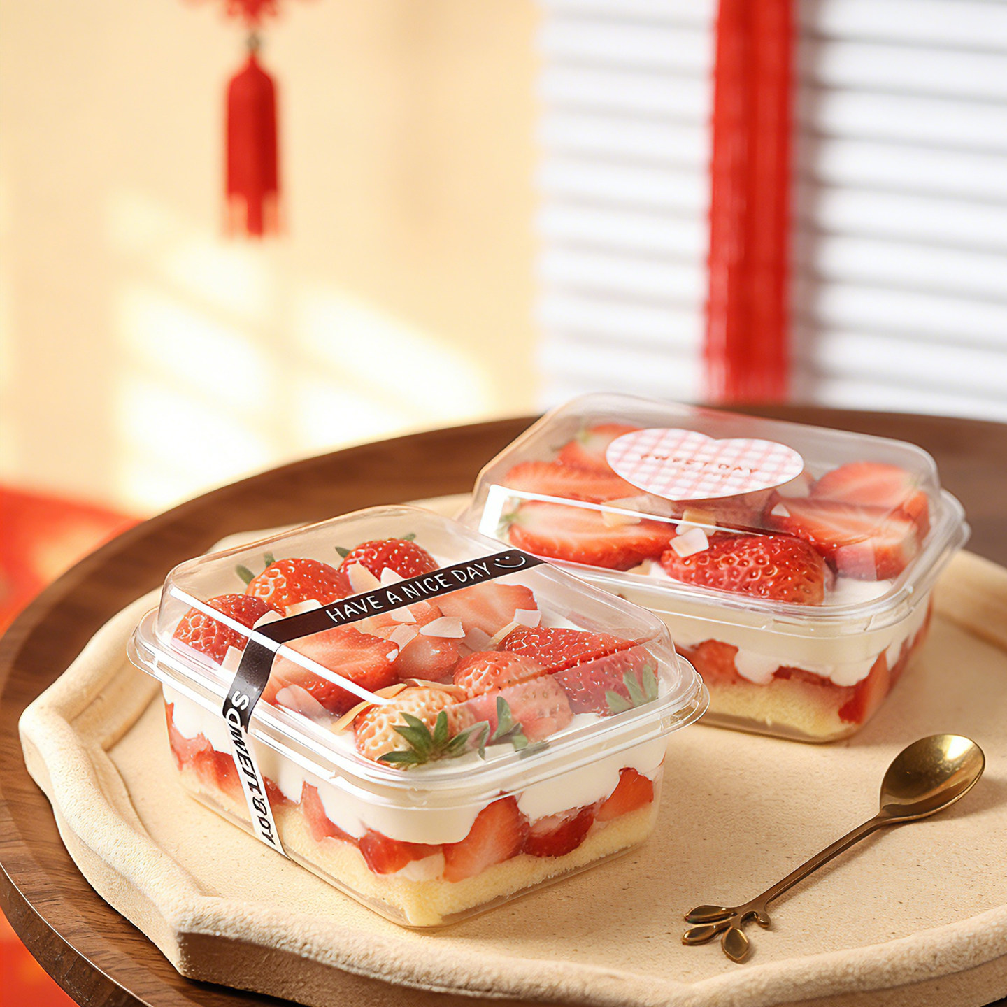 新年草莓奶油盒子春节提拉米苏慕斯烘焙包装水果蛋糕三明治打包盒,厨房/烹饪用具,点心包装盒/包装袋,淘宝优惠券,粉丝福利购,淘宝优惠卷