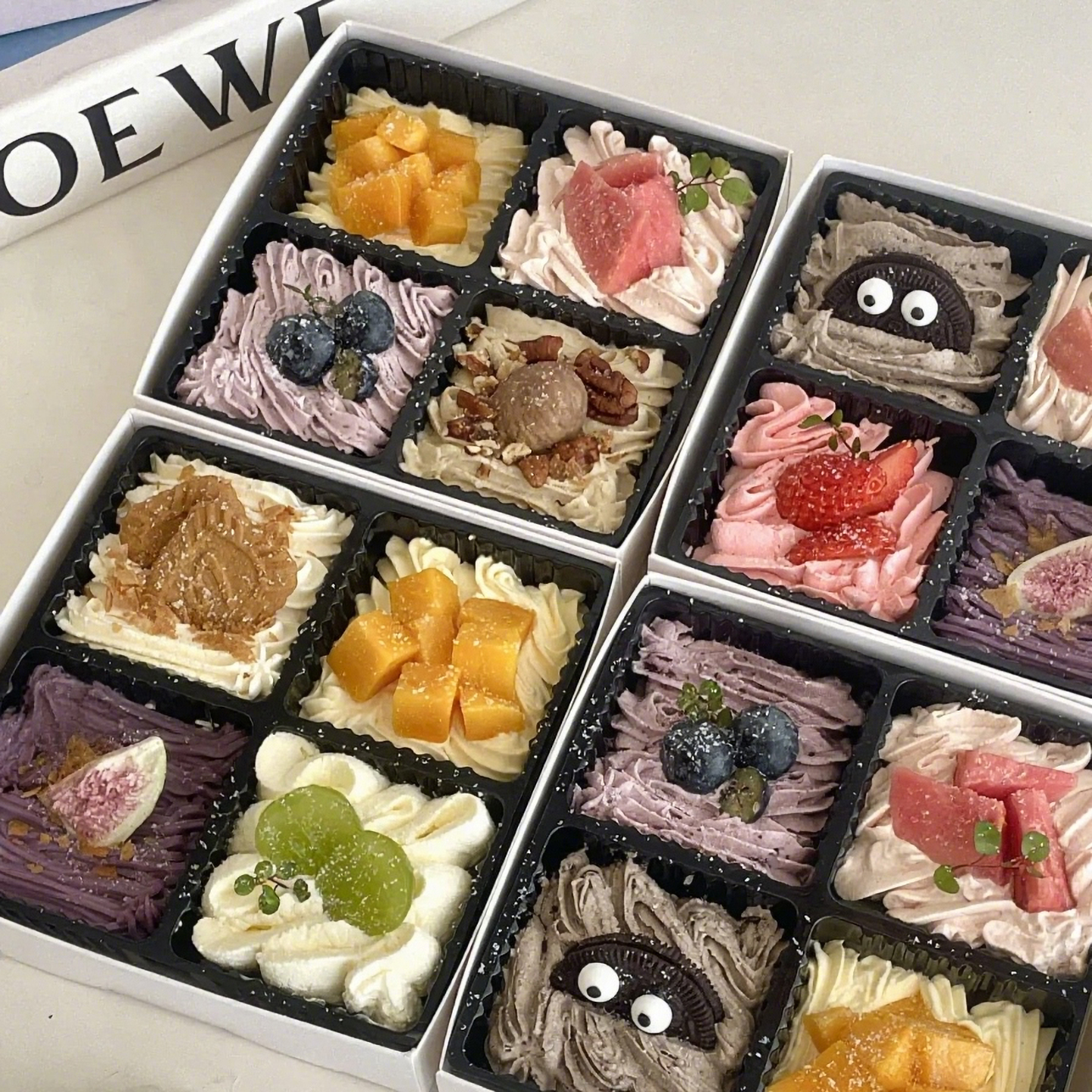 四拼甜品盒子欢喜蛋糕烘焙包装盒