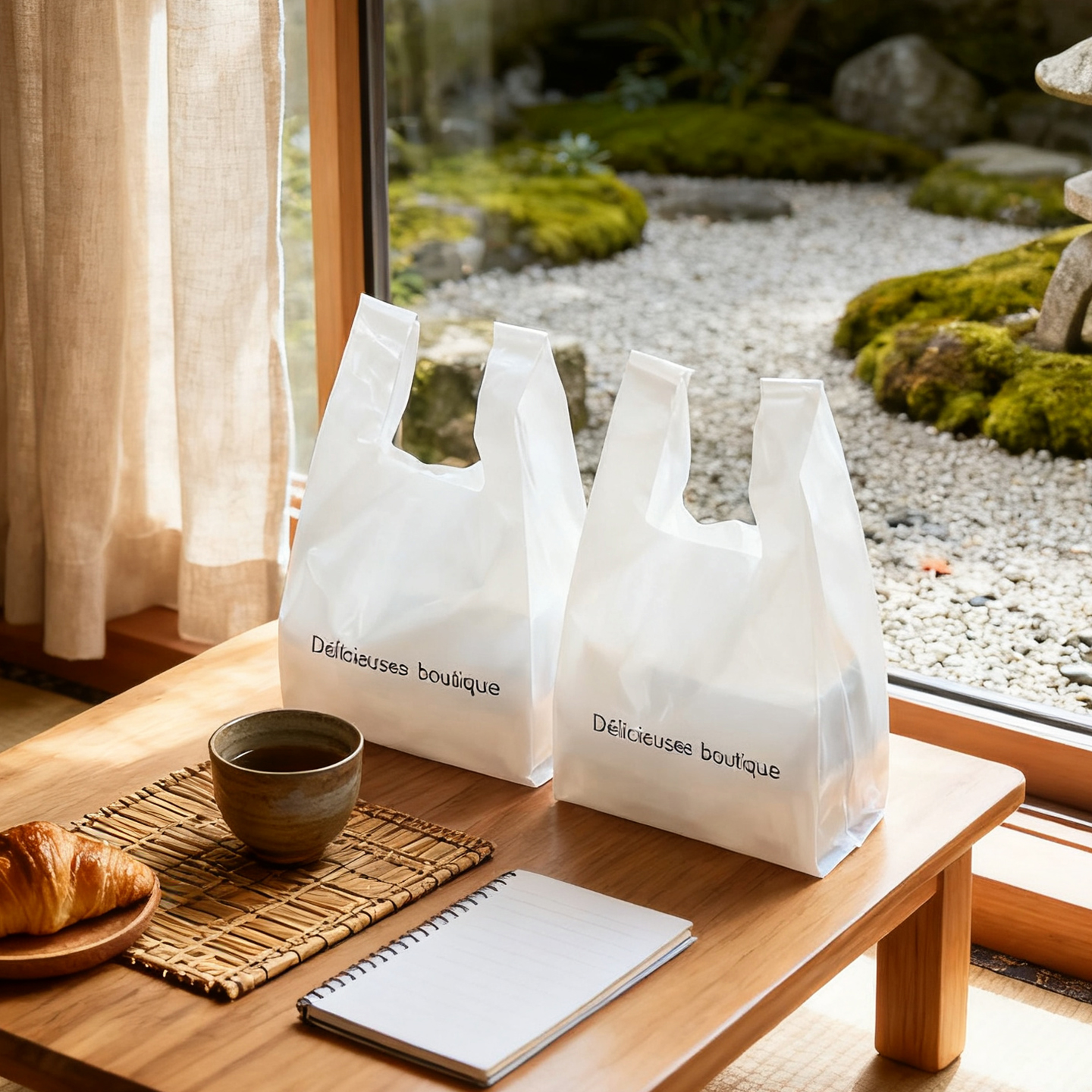 手提打包袋子卡通简约面包店蛋糕外卖袋一次性烘焙西点塑料袋通用