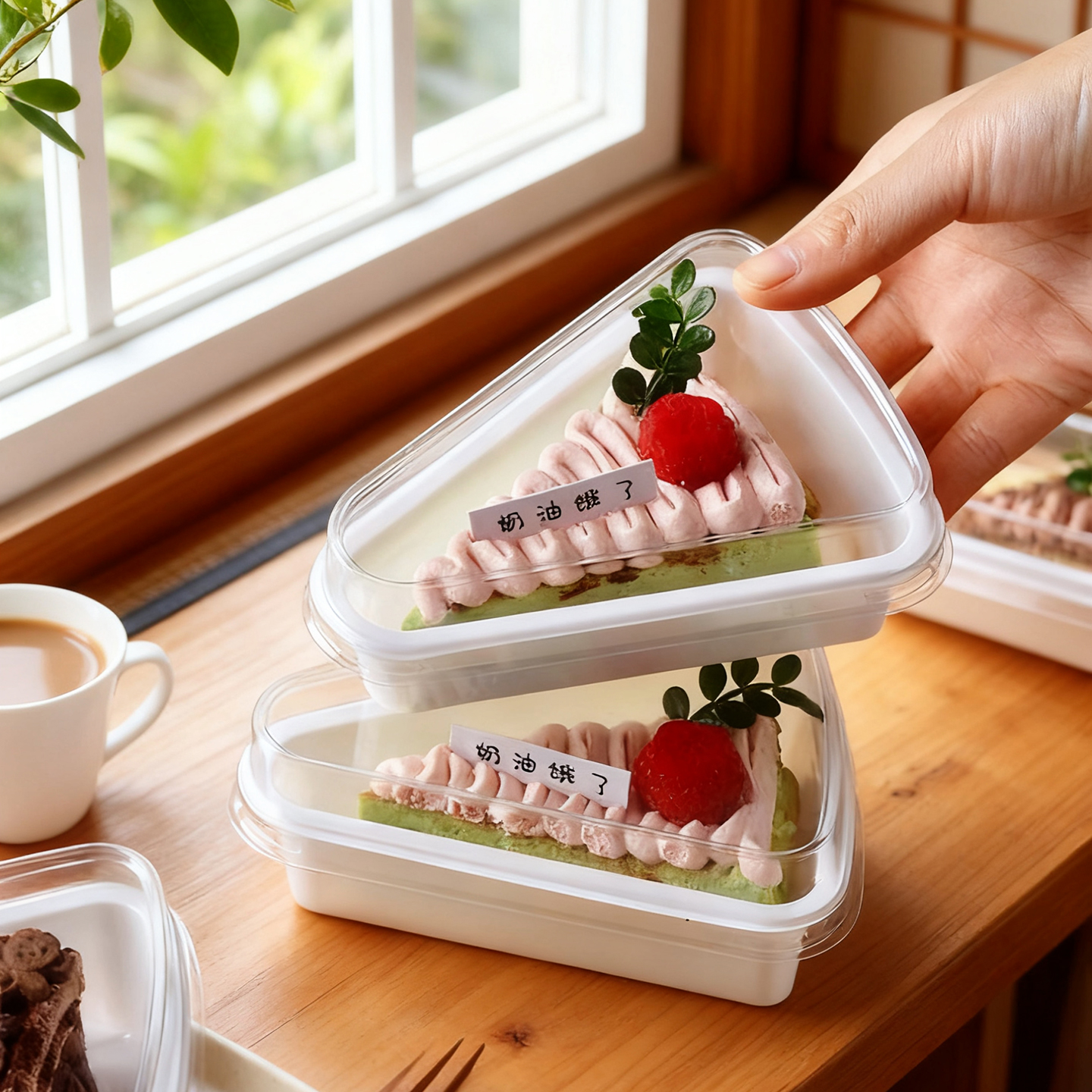 三角形8寸切块蛋糕包装盒烘焙盒