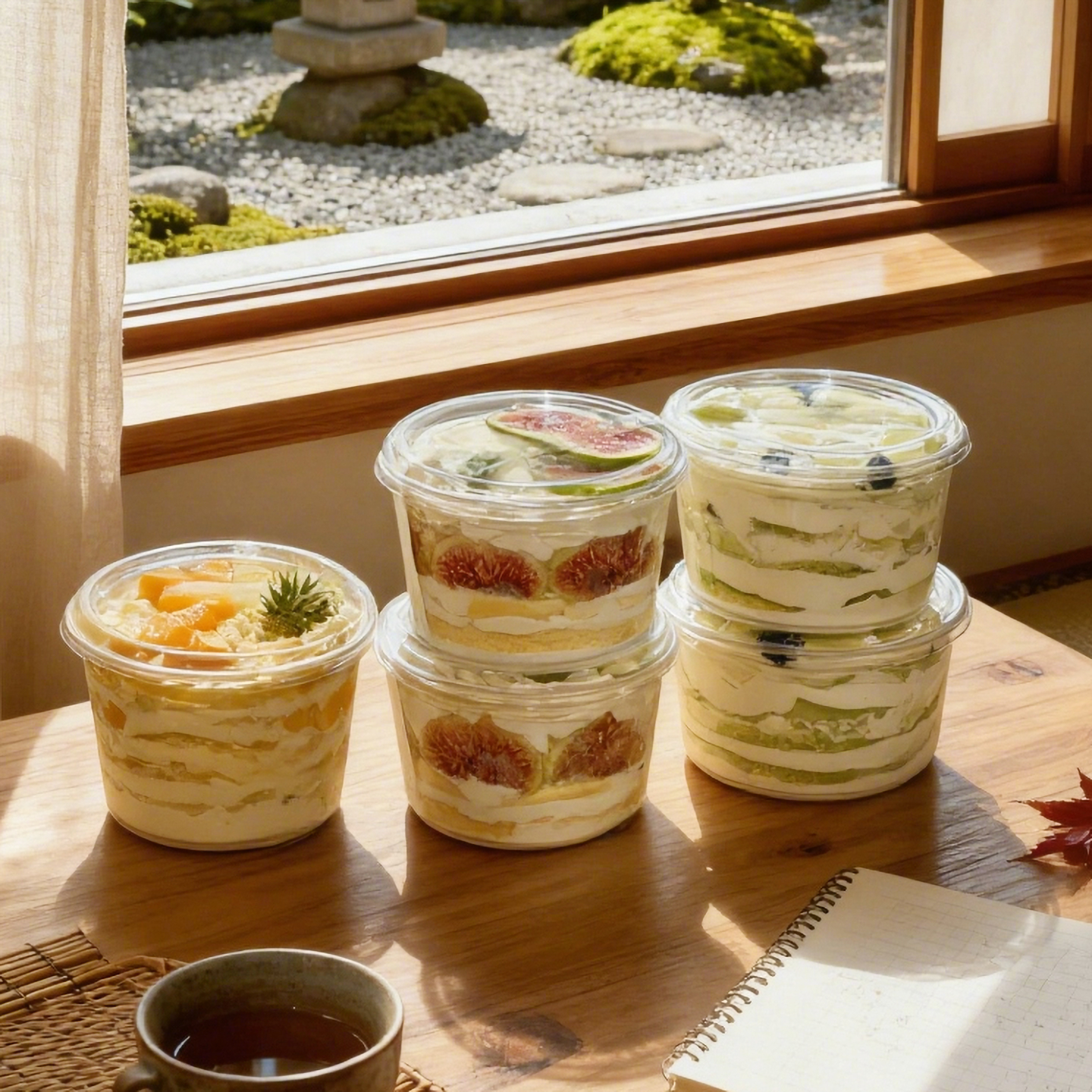 千层蛋糕打包盒子透明圆形碗500ml4寸榴莲水果慕斯草莓奶油包装盒