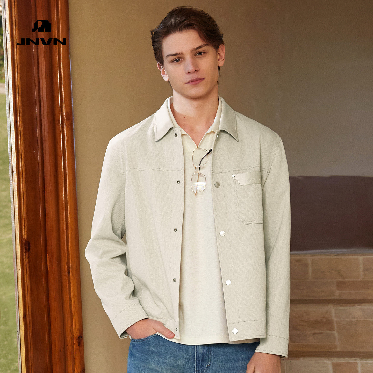 【商场同款】JNVN杰尼威尼男士时尚翻领夹克2026春季新款休闲外套