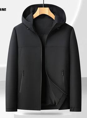 杰尼威尼2025年春秋连帽男士夹克风衣时尚休闲抗皱外套