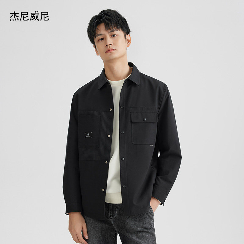 【商场同款】杰尼威尼翻领夹克男2025春秋新款时尚休闲衬衫式外套