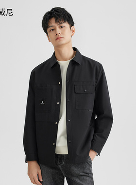 【商场同款】杰尼威尼翻领夹克男2025春秋新款时尚休闲衬衫式外套