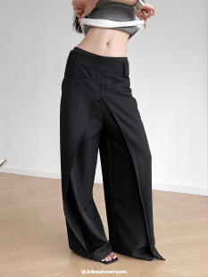 休闲长裤 女显瘦山本裤 子 裤 Inbeshowroom设计感直筒宽松黑色西装