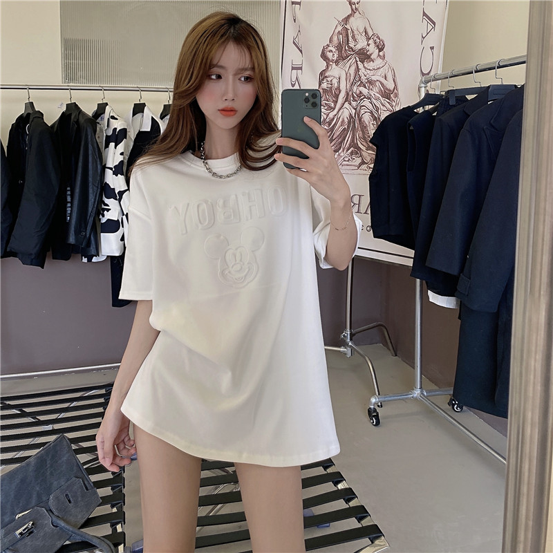 Real hair new women's fashion spring and autumn Korean version medium length loose leisure net red tide top cotton