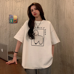 實拍短袖恤女夏新款潮韓版刺繡花上衣大碼女裝