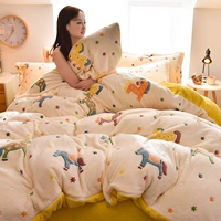 Falais quilt cover đơn mảnh mùa thu và mùa đông ấm áp hai mặt bông tuyết san hô fluffy sinh viên trẻ em tăng gấp đôi chăn che - Quilt Covers mền tuyết