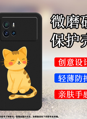 适用iQOO8手机壳iQOO9磨砂套全包边防摔时尚创意手机套膜会武功的猫咪高级猫咪撒泼打滚商务vivo硅胶保护壳`