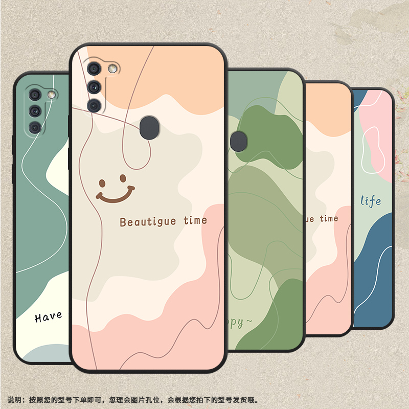 适用三星A21s手机壳A41保护壳samsungA11磨砂壳M11SM-A107F全包边色块拼接耐磨趣味镜头全包超薄国潮卡通硅胶