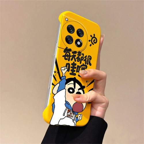 送挂环蜡笔小新适用一加ace5至尊版手机壳1加13t无边框ace2散热11r新款竞速半包1+10pro硬1+8/2v/1+12女9rt