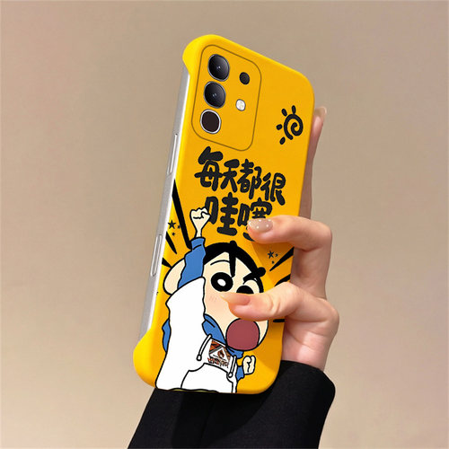 送挂环蜡笔小新适用vivox60手机壳y300t无边框x50pro+散热y300i新款x60曲屏半包x30pro/x60tpro硬x50套y200