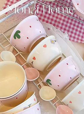 奶油家用饭混搭碗少女情侣餐具可爱套装高颜值ins陶瓷餐具甜品瓷