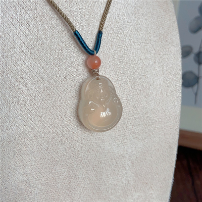 就要你发财天然白玉髓财神吊坠