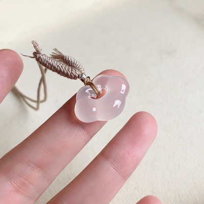 【祥瑞之云气】天然正品高冰玉髓祥云如意锁 迷你吊坠项链