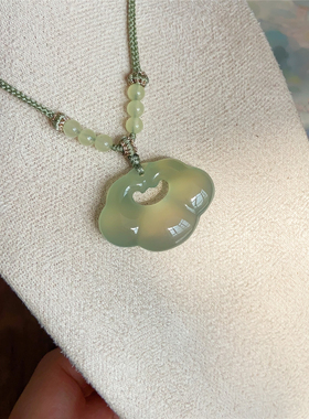 绿玉髓如意锁新中式护身符项链