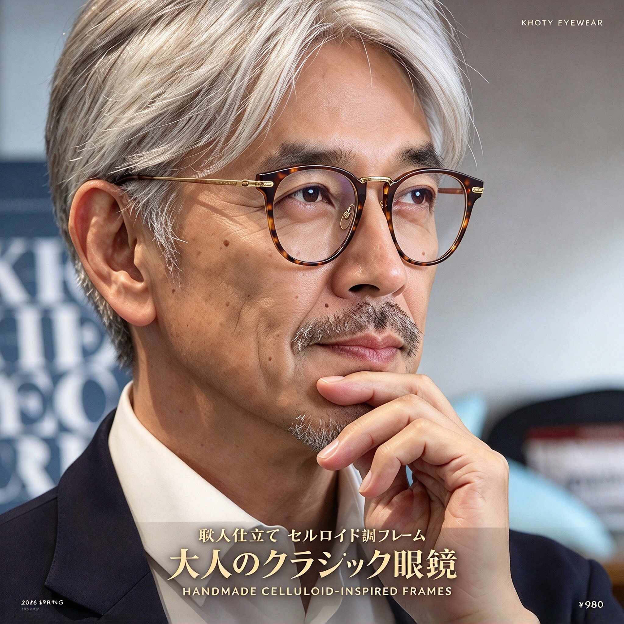 日本纯钛雕花镜腿手制板材镜框KHOTY潮复古男女近视防蓝光眼镜轻