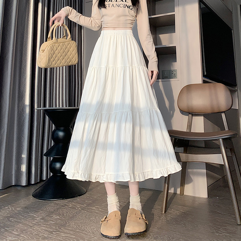白色半身裙女春秋2025夏季新款高腰垂感显瘦蛋糕裙a字仙女长裙子