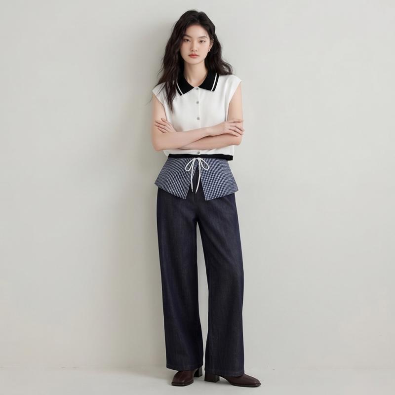 【商场同款/品质精选】舒适棉宽松直筒阔腿裤女休闲裤QBK85D1269