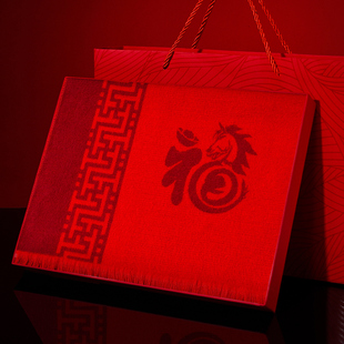 老人马年围巾奶奶妈妈生日礼物红色中老年人仿羊绒男女送长辈冬季