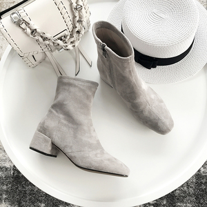 韩版百搭秋冬季中跟马丁靴