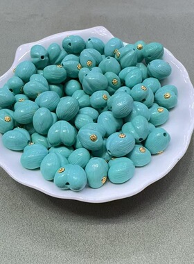 菱镁矿高瓷绿松石镶嵌小雏菊拉丝屁桃爱心文玩配饰diy配件