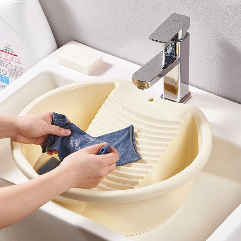 洗衣盆家用大号水盆洗衣服塑料盆加厚耐用盆子搓衣板洗衣盆一体盆